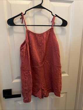 Old Navy Mauve Tie-Shoulder Gauze One-Piece Romper